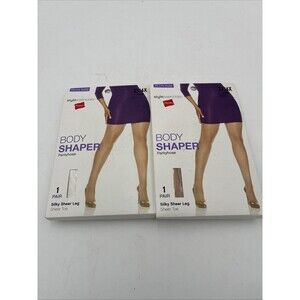2 Packs Hanes Style Essentials Body Shaper Pantyhose Silky Sheer 3X / 4X Nude